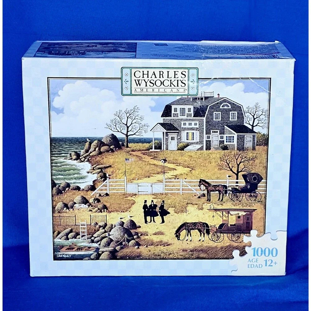 2 Charles Wysocki Americana 1000pc Puzzles COMPLETE Formulating The Plan Nantuck